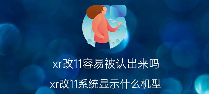 xr改11容易被认出来吗 xr改11系统显示什么机型